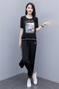 运动套装女夏2024新款潮牌时尚女款醋酸哈伦裤休闲两件套洋气时髦图片
