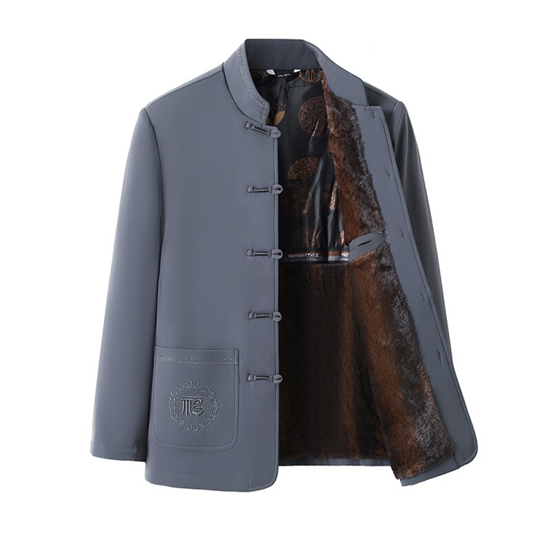 爷爷唐装男士盘扣外套中老年加绒加厚结婚礼服爸爸风红色套装,男装休闲套装,电商B212（原钱塘6029）
