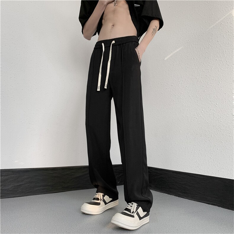 港风纯色西裤宽松直筒男装冰丝裤子CK227 P45图片