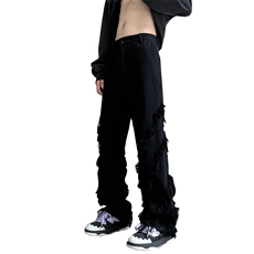 秋季美式ins高街hiphop流苏小众休闲牛仔长裤货号K2308P65控88，男装休闲裤，电商A063