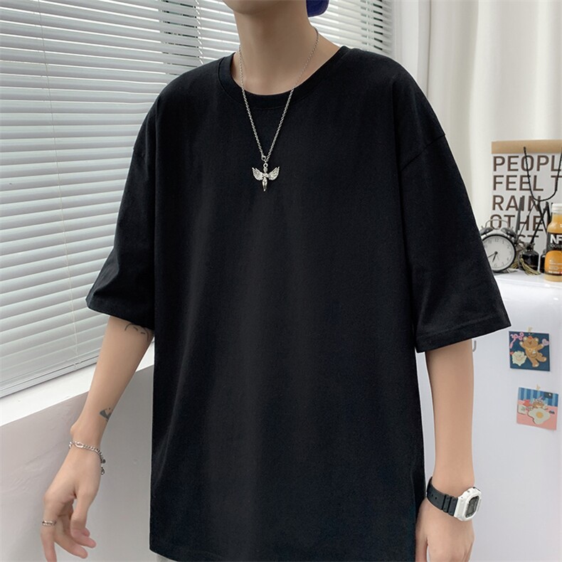抖音供货200克现货纯色宽松版短袖T恤B343/T666/P10元,男装T恤,星座1905A（原电商B343）