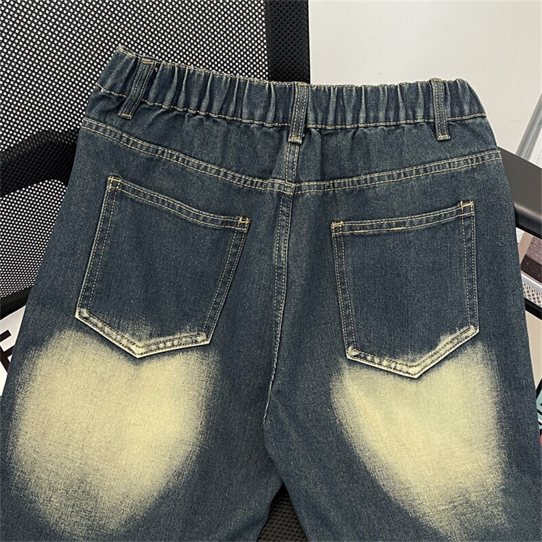 水洗做旧复古拼接显瘦牛仔裤直筒裤FG66P48,男装牛仔裤,星座1013-1