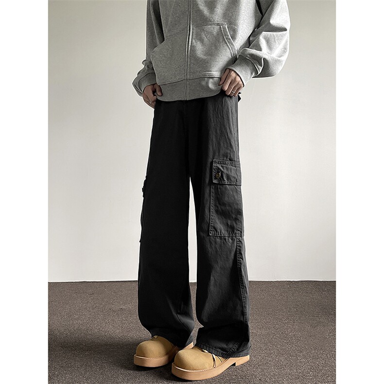 美式复古高街口袋灰色工装裤男直筒牛仔裤长潮牌宽松阔腿休闲裤，男装牛仔裤，星座410-6（原星座1304-1）