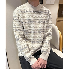 现货男士百搭民族风毛衣圆领套头撞色羊毛衫花毛衣，男装针织衫/毛衣，星座510-1