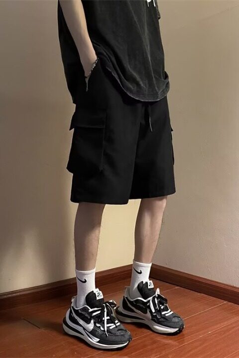 日系复古机能风多口袋工装短裤男潮牌街头宽松阔腿休闲运动五分裤,男装牛仔裤,星座218-1（原230）