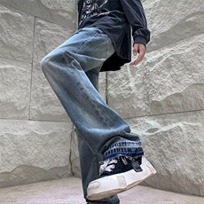 美式破洞个性直筒牛仔裤男春秋新款宽松潮牌K6068-P45，男装牛仔裤，星座1109-3