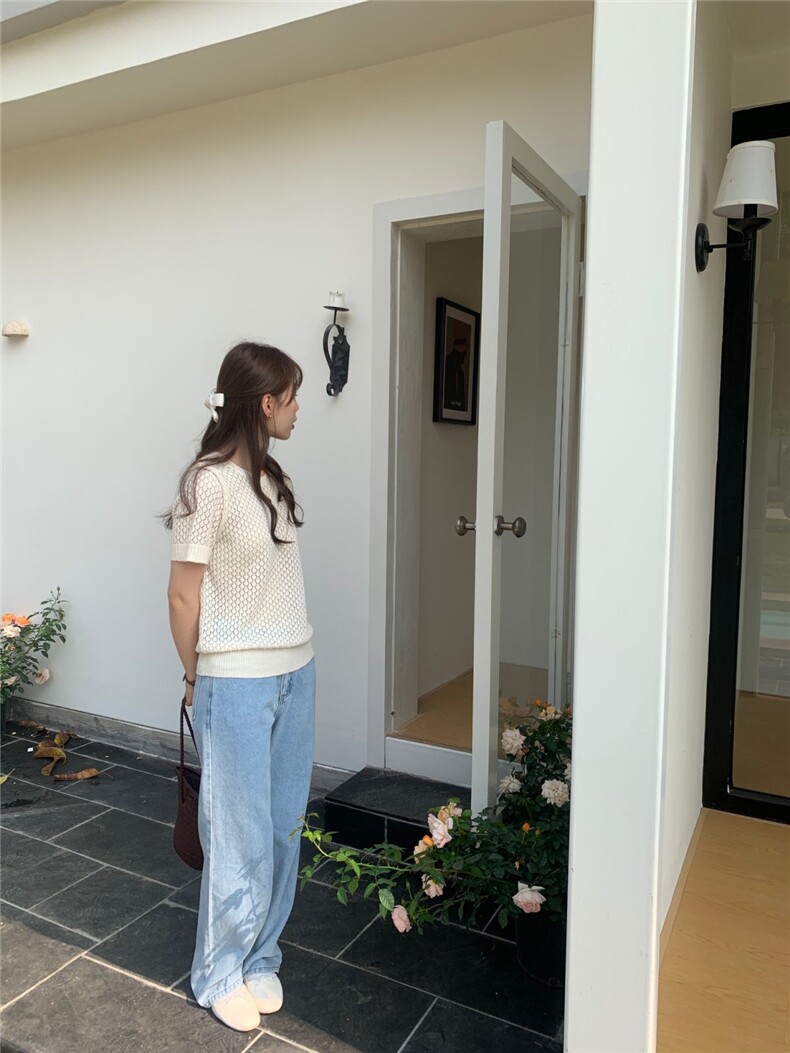 夏季新款短袖t恤女薄款圆领针织宽松百搭半袖上衣，女装T恤，斯尔特羊绒