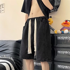 港风ins复古牛仔短裤男夏季宽松休闲潮流百搭学生五分裤WD51-P35，男装牛仔裤，星座1008-1