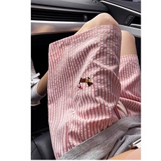 美式复古粉色竖条纹运动短裤原宿潮流ins百搭XD41，男装牛仔裤，星座208-5