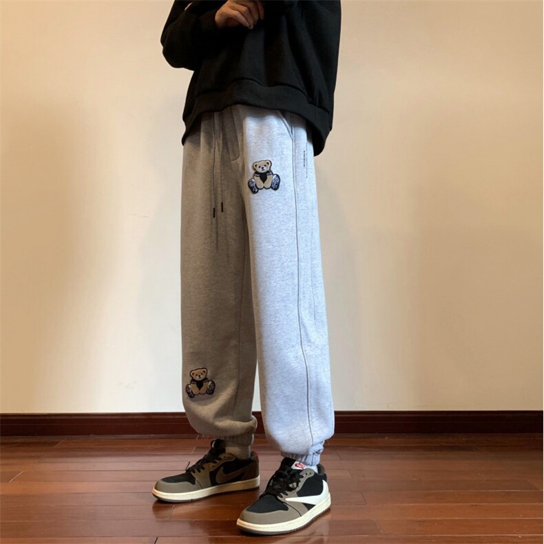 2023小熊刺绣加绒加厚保暖棉裤潮流束脚裤A316-1-K1057p65控78,男装棉衣,星座906（原电商a316-1）