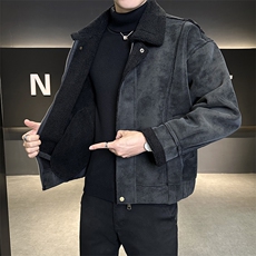 M-2XL822-P195288皮毛一体加厚保暖皮衣男宽松版型，男装皮衣，电商B321-1