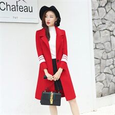 毛呢外套2020年冬季韩版气质优雅纯色潮流时尚中长款长袖，女装毛呢外套，众宇琦