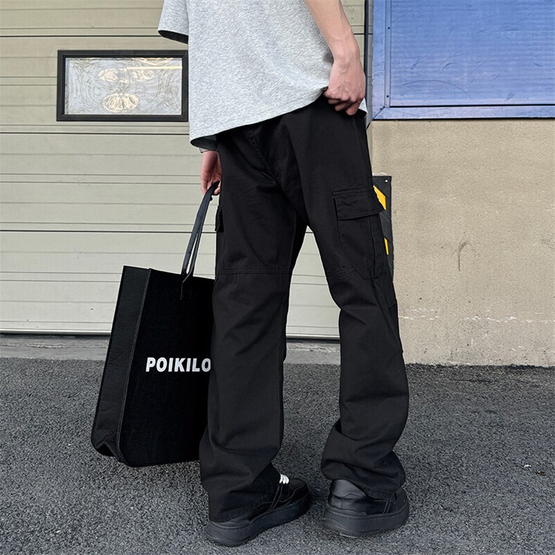 现货日系侧边大口袋纯棉直筒降落伞兵工装裤男女同款829P55,男装工装外套,电商B381-2