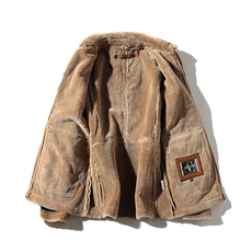 日系白底冬季皮毛一体男加绒加厚外套Z131-P240大货主推M-5XL，男装夹克，电商D308