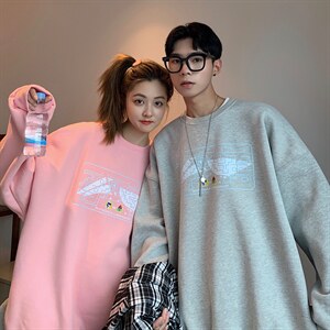 2022情侣装秋装 简约印花情侣卫衣女宽松百搭外套 G937 P33 男类图片