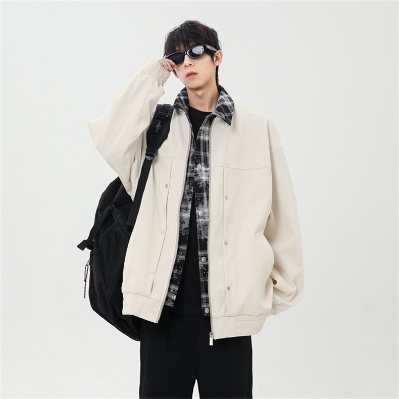 2025上新休闲痞帅工装翻领假二件夹克得物二开XZ301b-2-JK2589P78，男装夹克，星座301B-2（原A443-1）