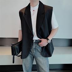春夏新款西服男士马甲无袖外套时尚背心坎肩潮牌痞帅上衣BX66-P65，男装西服，电商B267