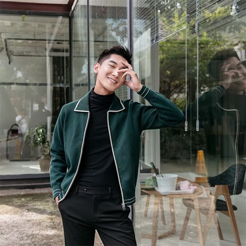英伦复古男装高级奢华针织外套男商务休闲翻领拉链开衫毛衣男冬季,男装针织衫/毛衣,星座506A