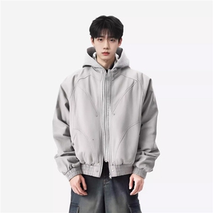 美式假两件连帽夹克男2025新款潮牌宽松设计感工装外套HH204 P96图片