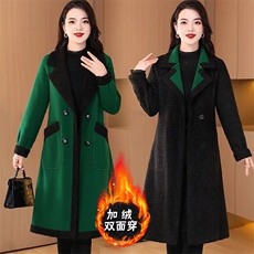【大货已出】两面穿加厚毛呢大衣女新款中长款小香风呢子外套，女装羊羔毛/颗粒绒，韩蔻秀