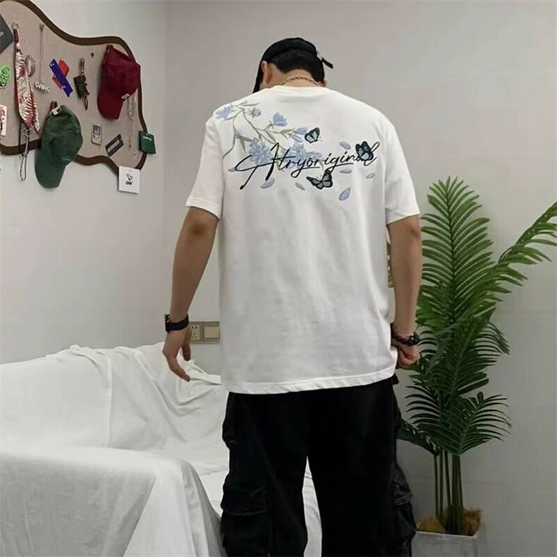 万针全刺绣解构设计260克重磅双纱纯棉高品质美式高街短袖T恤特35图片