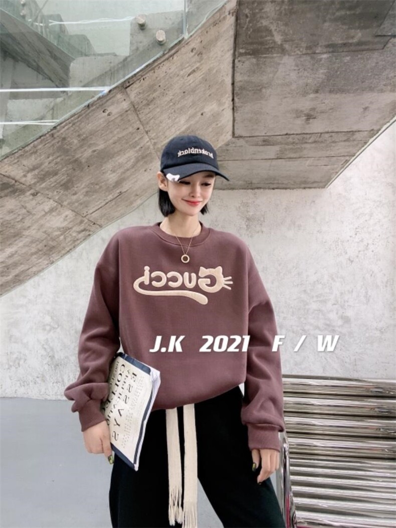 2021冬款加绒卫衣，女装卫衣/绒衫，简蔻