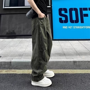 弯刀工装裤男秋季美式复古高级感褶皱阔腿裤休闲裤XF013图片