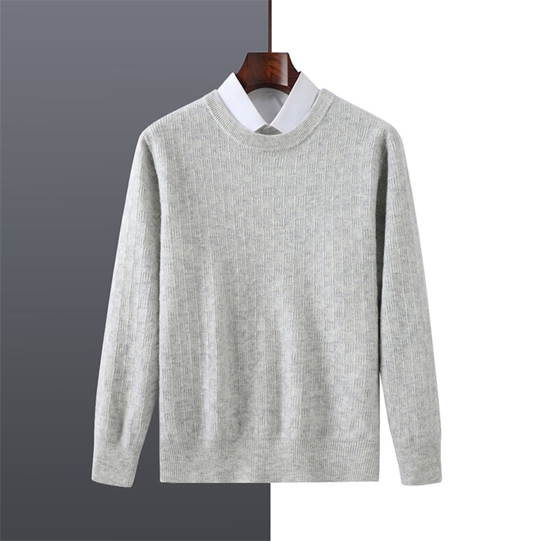 2025年秋季新款百搭男士长袖提花羊毛衫，男装羊毛衫，牧绒家园高端店
