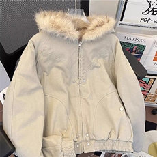 现货高品质美式高街冬季重磅硬挺短款座山雕毛领棉衣男女加厚外套，男装棉衣，电商A443