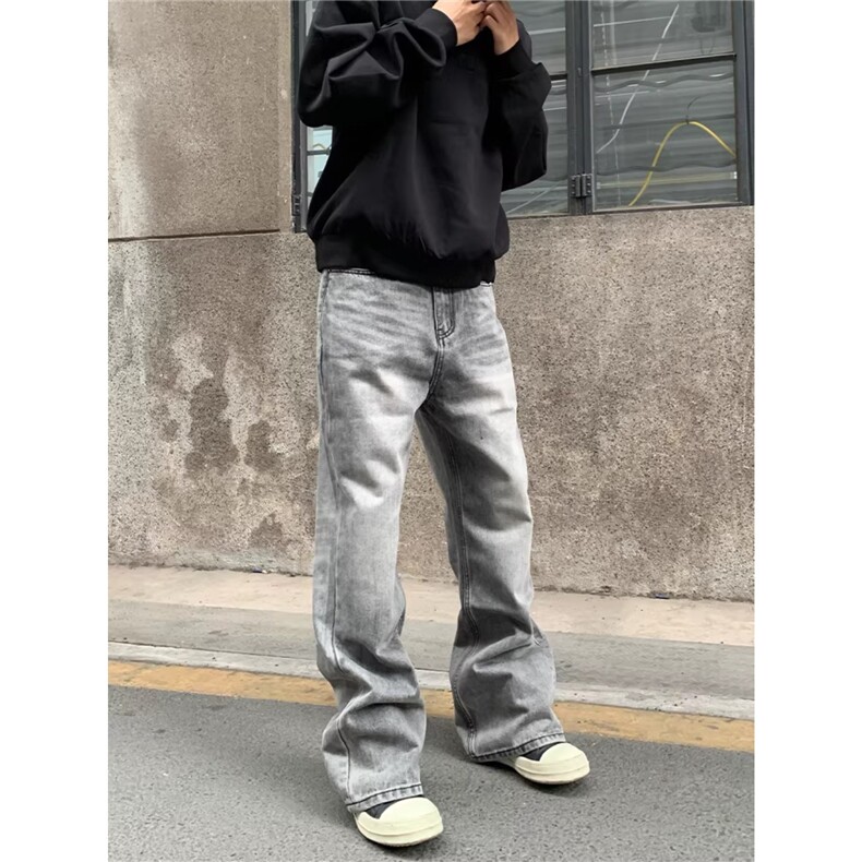 1506/QN16190/P53复古波纹水洗灰牛仔裤男百搭休闲情侣裤子,男装牛仔裤,星座1506