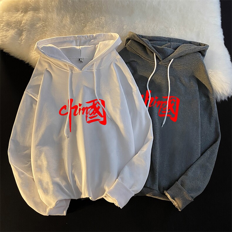 WY2199-P35加绒款-P40纯棉连帽卫衣男大码运动帽衫宽松薄外套男,男装卫衣,电商A040
