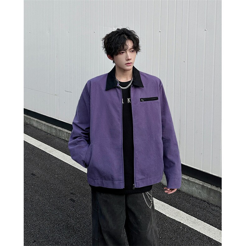 8XL-M春季水洗帆布短款夹克男生vintage美式复古工装外套JK003P98,男装夹克,电商B312