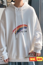 WY2064-P40加绒-P45纯棉连帽卫衣男大码运动帽衫宽松薄外套男，男装卫衣，电商A040