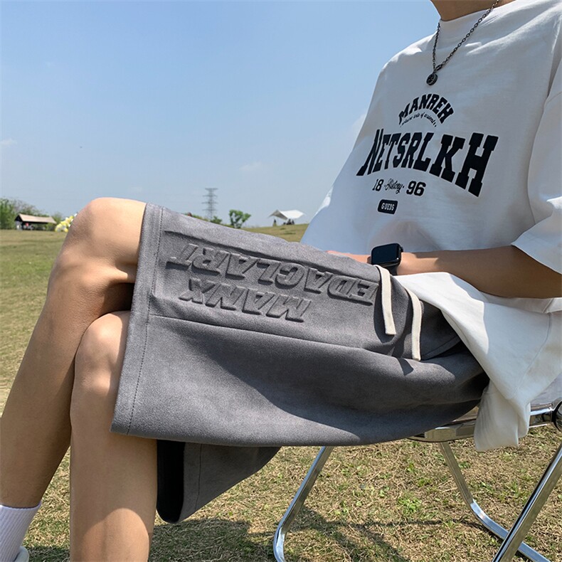 港风麂皮绒钢印短裤五分裤休闲裤A014-DY2357-P45控58,男装牛仔裤,电商A014