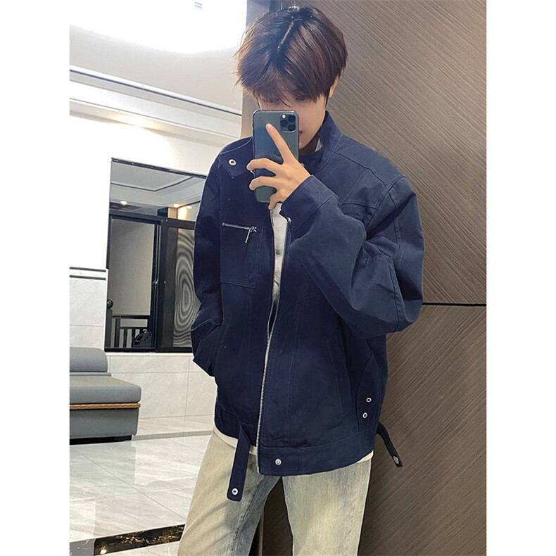 26春装高品质老钱风立领夹克外套男女美式潮牌拉链工装风宽松上衣，男装夹克，电商A486