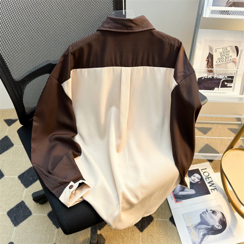 港风潮流男士拼色长袖衬衫休闲痞帅韩版宽松撞色衬衣VC224P38,男装衬衫,星座1013-1