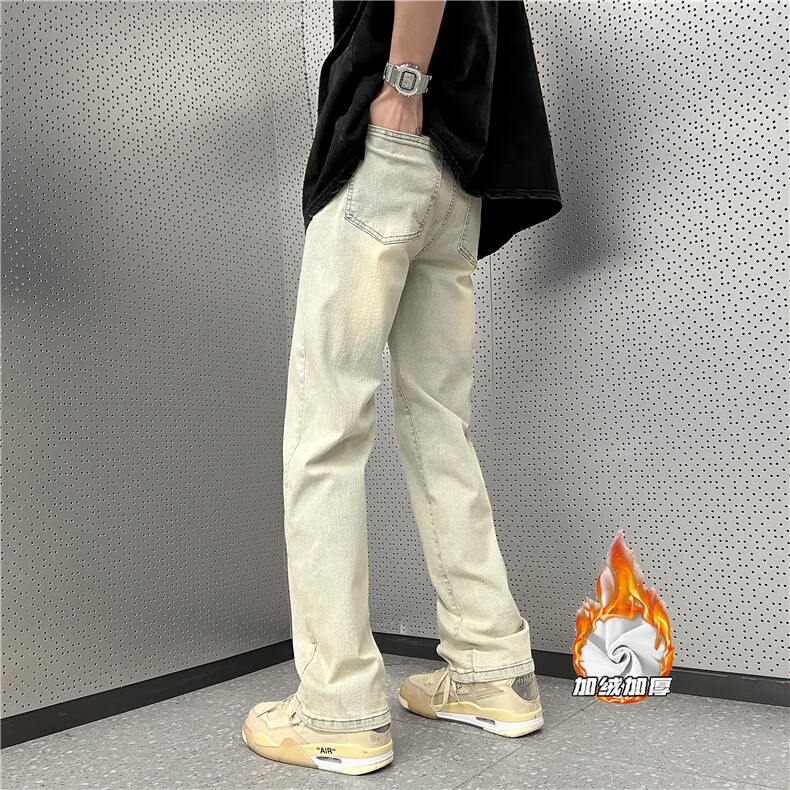 抖音品质加绒高街直筒水洗泥巴黄牛仔裤B315-K23252JR-P60控78图片