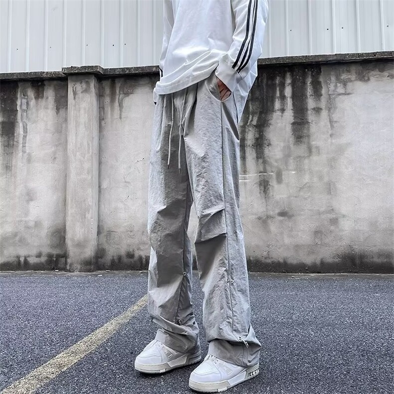 W337-P48新款机能风运动冲锋直筒宽松裤休闲个性设计感长裤,男装休闲裤,星座911-1