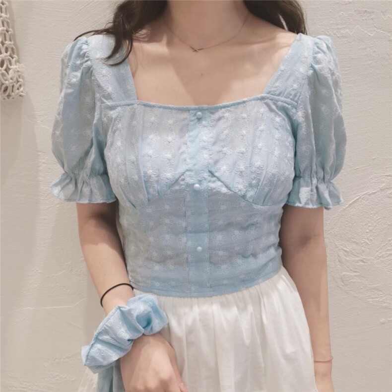 清新纹理小衫衬衫打底衫女上衣，女装衬衫，YI MAN