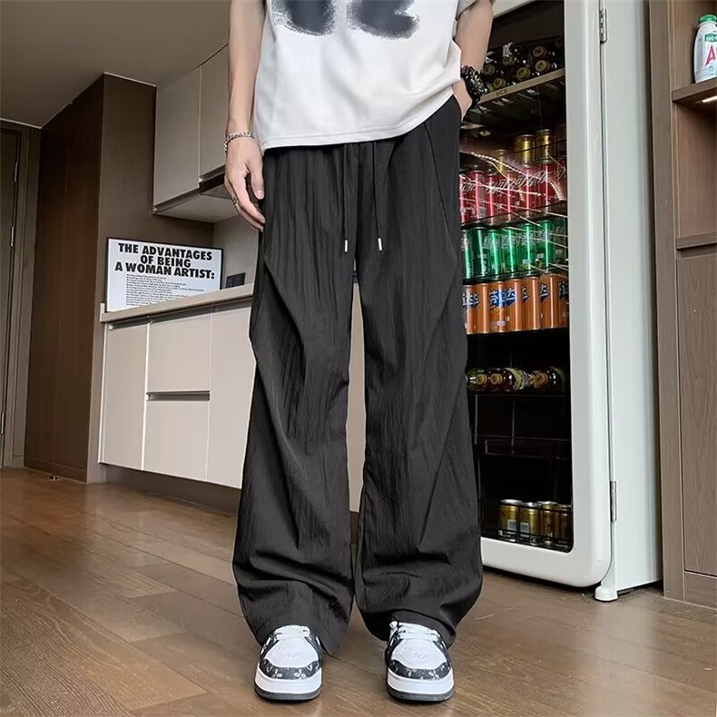 港风夏季新款伞兵裤褶皱设计感速干男A613P33,男装休闲裤,星座1116-2