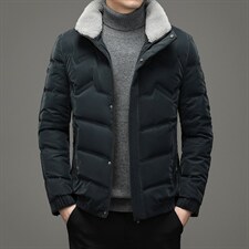 冬季脱卸羊毛领休闲羽绒服中年男冬装纯色外套爸爸装XXH1803-P280,男装羽绒服,电商B212（原钱塘6029）
