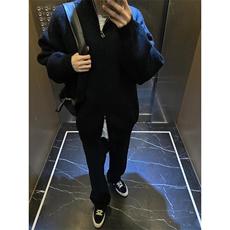 立领慵懒风开衫毛衣男女秋冬季百搭重磅包芯纱上衣外套M133，男装针织衫/毛衣，星座1116A（原606A-3）