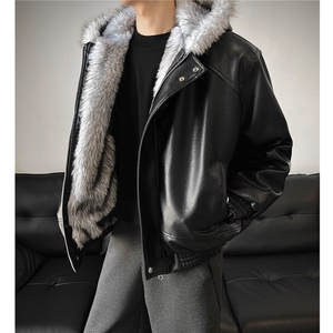 荔枝皮狼王座山雕棉服全毛连帽加厚夹克外套男 H1172 特P120图片