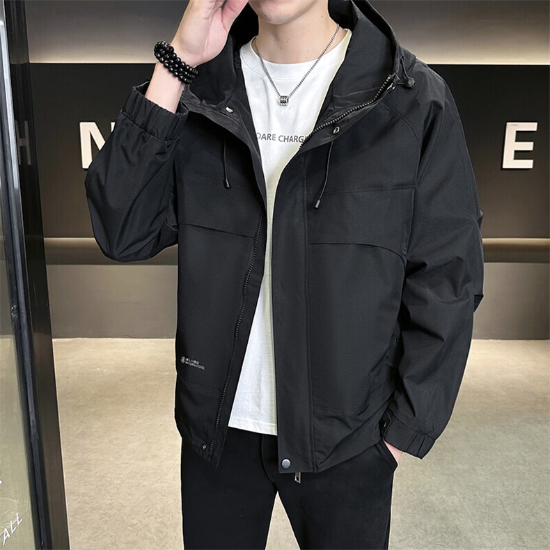 新款户外休闲冲锋衣连帽外套男士潮牌工装美式多口袋夹克2522-P60,男装夹克,星座1403A