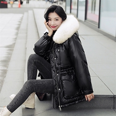 时尚保暖女士羽绒服韩版修身显瘦白鸭绒外套大毛领设计冬季必备单品，女装羽绒服，阿舍尔精品