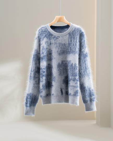 2025秋冬百搭时尚简约圆领长袖针织衫羊绒衫，女装羊绒衫，伊纯羊绒