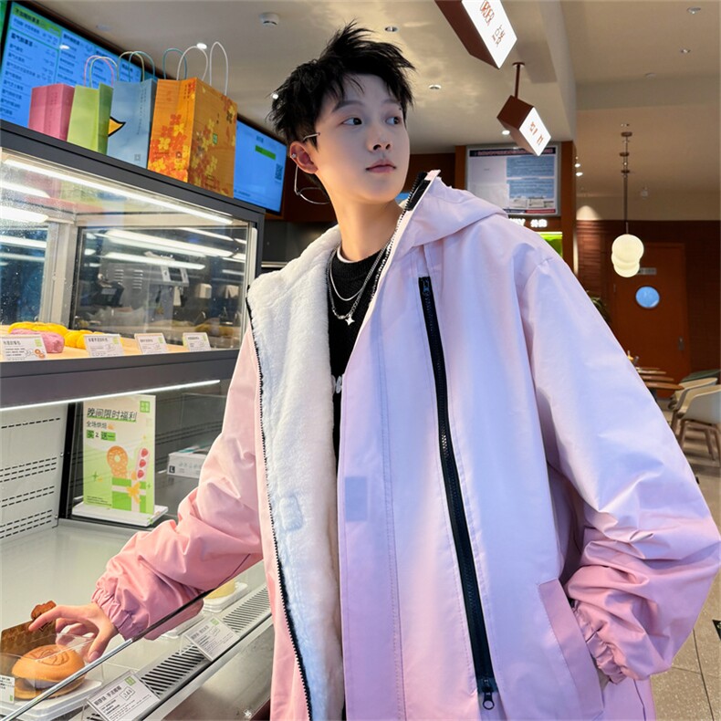 渐变三防户外冲锋衣内里600克仿兔毛潮牌棉衣XZ301AY08P128,男装棉衣,星座301A