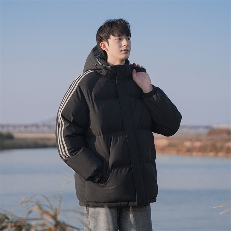 现货 抖音得物供视频 三条杠织带加厚羽绒连帽棉衣外套棉服MY8097图片