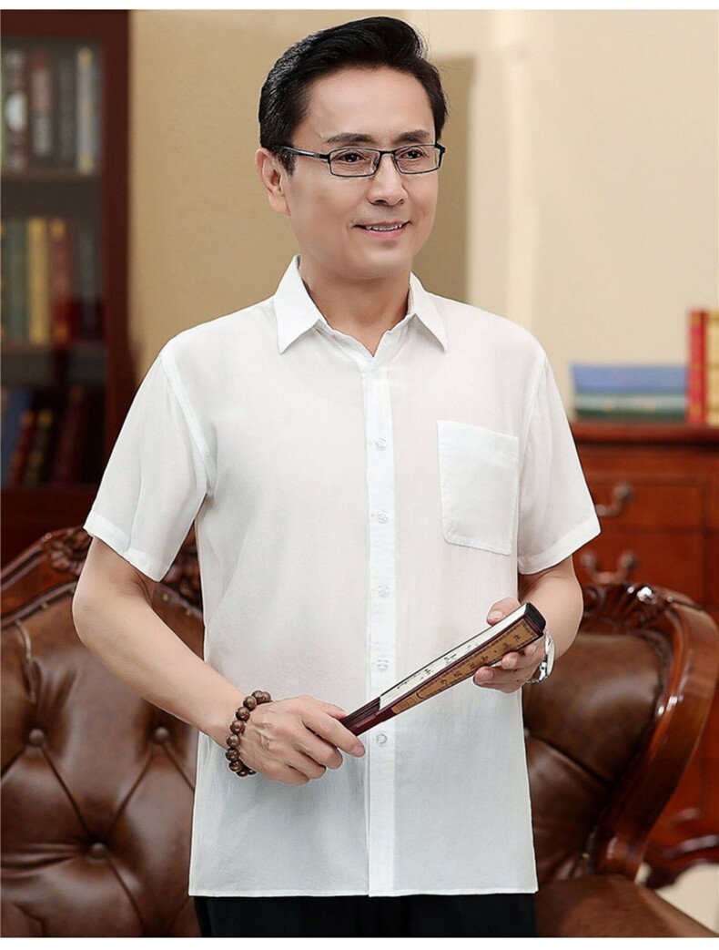 新款男士休闲中老年花纹夏季宽松大码衬衫上衣男装,男装衬衫,钱塘6003B