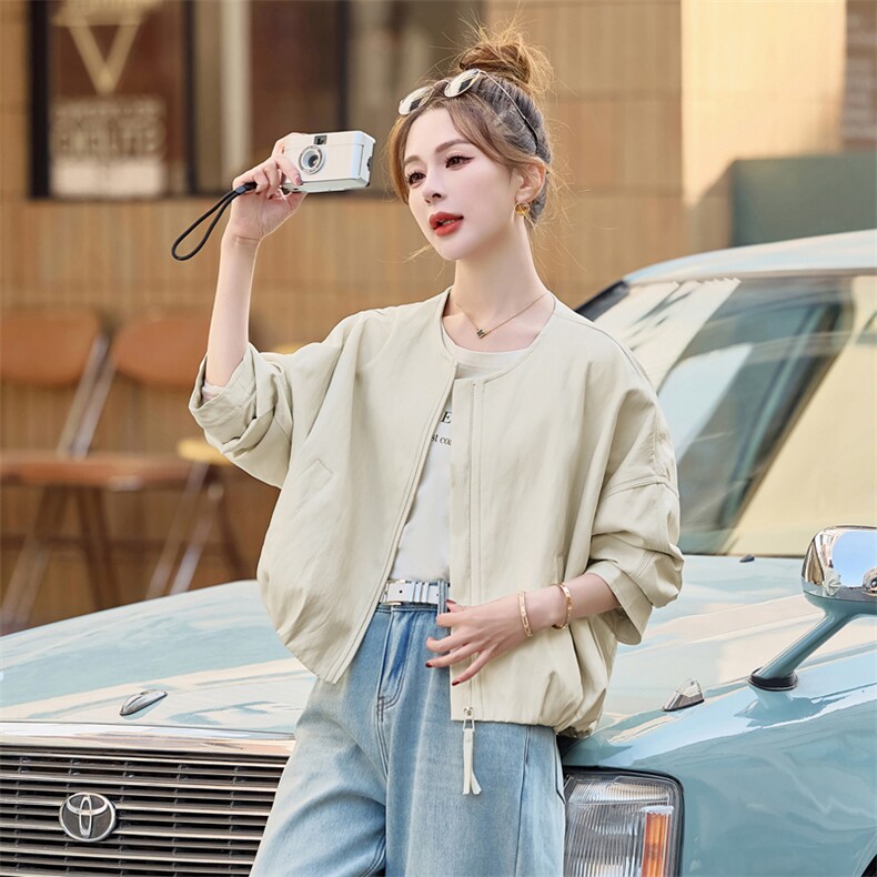 短款皮衣女春秋新款时尚洋气高级感宽松休闲上衣小个子外套潮,女装皮衣,微微衣阁